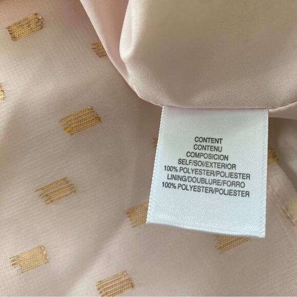 Nordstrom WAYF Pink Off-the-shoulder pink gold bow puff sleeve chiffon top Large - Picture 13 of 15